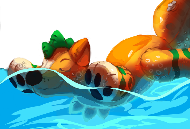 a cartoony drawing of a pool toy floating on water, fullbody